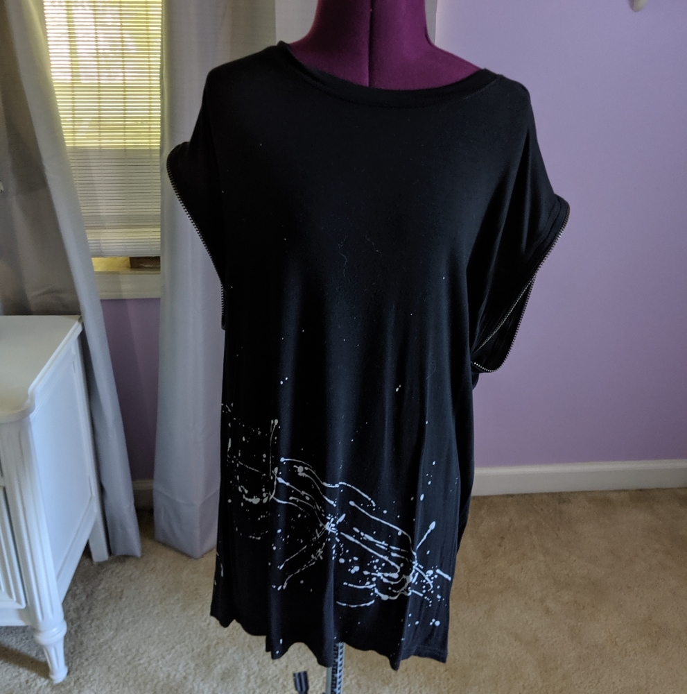Zipper sleeve tunic shirt
